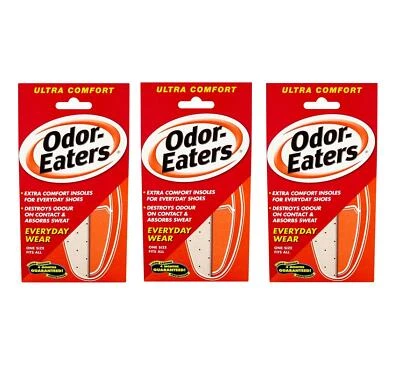 Odor-Eaters Ultra Comfort Insoles | Charcoal Deodorising Layer 3 Pair Pack