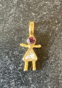 14KT GOLD EP GIRL FEBRUARY PURPLE CRYSTAL SMALL BIRTHSTONE KIDS PENDANT CHARM - Picture 1 of 1