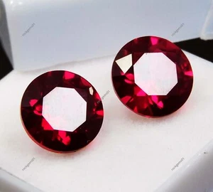Flawless 6 Ct Natural Certified Red Ruby Round Cut Loose Gemstone 9 x 5mm Pair - Picture 1 of 10