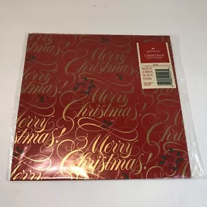 Papel de Envoltura de Navidad Vintage Hallmark 2 Hojas Rojo Feliz Navidad Acebo - Imagen 1 de 4