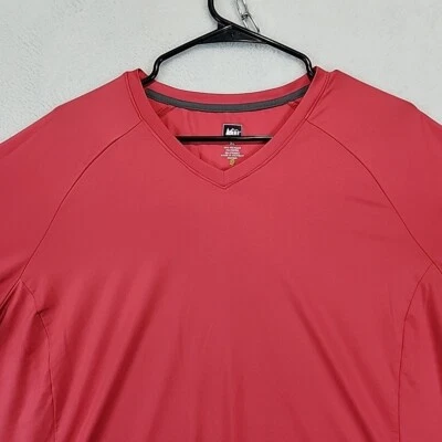 REI 女式 XL V 领长袖科技 T 恤珊瑚粉色远足 Gorpcore 露营 — 第 1/4 张图片
