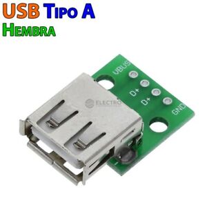 Adaptador Conector USB Tipo A Hembra 2.0 con placa PCB