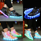 LED Leuchtende USB Sneaker Turnschuhe Kinder Mädchen Flügel Blinkschuhe@ Gr27-37
