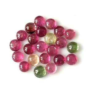 3.5 mm Round Natural Tourmaline Multi Color Cabochon Whoesale Gemstone 23 Pieces - Picture 1 of 4