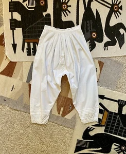 Antique Victorian White Cotton Split Leg Bloomers Pantaloons Handmade size XS - Picture 1 of 7