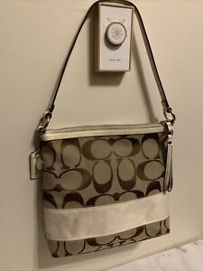 Women’s COACH Signature Canvas Bag Purse Handbag Cream Tan A0920-F13674