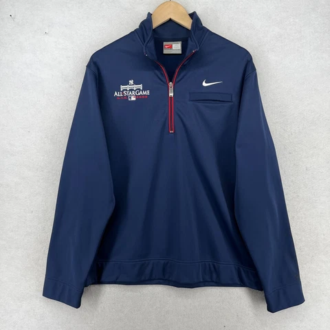 NEW YORK YANKEES Sweatshirt Size L NIKE 2008 ALL STAR GAME NYC MLB Baseball Blue Cover