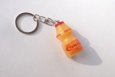 YAKULT BOTTLE KEYCHAIN Keyring Novelty Indonesia 3D 1.5" Tall Resin Cute Orange - Image 1 of 4