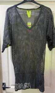 Damen langes Zumba T-Shirt Netz Kleid über Top. GRAU. Ungewöhnlich Letzte Wochen übrig - Bild 1 von 3