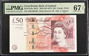 Great Britain 50 Pounds 2010 ND 2011 P 393 a Superb Gem UNC PMG 67 EPQ - Picture 1 of 3