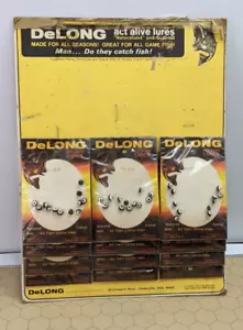 DeLong Act-Alive Lures Vintage Yellow Store Display with 12 Sealed Packs No 670 - Picture 1 of 6