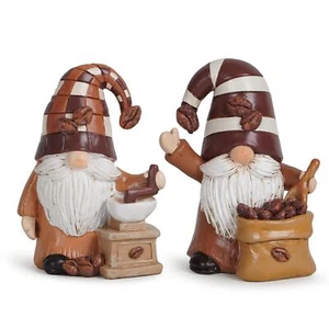 2 Coffee Gnomes Figurines Mini Resin Gnomes for Bar Decor Kitchen Gifts - Picture 1 of 6