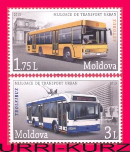 Autobús y trolebús de transporte urbano Moldavia 2013 2 V Mi850-851 Sc805-806 montado sin montar o nunca montado - Imagen 1 de 1