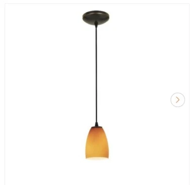 Access Lighting 雪利酒油磨青铜金属吊坠带琥珀色玻璃灯罩 — 第 1/2 张图片