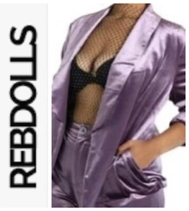 NUEVO CON ETIQUETAS Chaqueta Blazer Rebdolls Lavanda Terciopelo Talla Grande Frente Abierto ¡Bonita! - Imagen 1 de 11