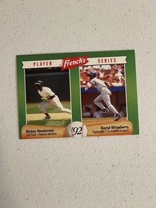 1992 French's Baseball Card #17 Rickey Henderson/Darryl Strawberry.  B2732