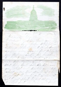 U.S. 1861 CIVIL WAR LETTER WITH CACHET OF WASHINGTON THE CAPITOL BUILDING - Picture 1 of 4