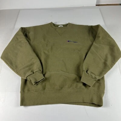 Y2K чемпион толстовка для взрослых средний зеленый выцветший вышитый логотип Crewneck - Изображение 1 из 4