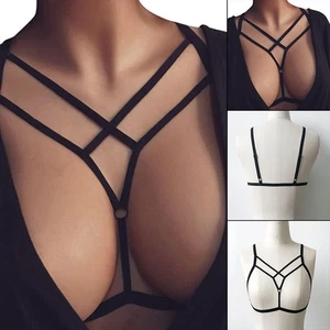 Sexy Hollow Out Lace Up Bra with Adjustable Straps for Women's Undergarments - Picture 1 of 27