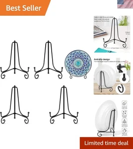 Paquete de 4 soportes de placa plegables de 6 pulgadas que ahorran espacio - elegante diseño negro - Imagen 1 de 9