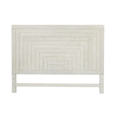 Modern Farmhouse King Panel Headboard in Flea Market White w/ Heavy Distressing - Image 1 of 2