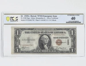 1935A Hawaii WWII Emergency Issue Silver Certificate Fr. 2300 PCGS 40 (279C) - Picture 1 of 2