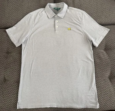 Camisa polo de golf Masters Classics a rayas azul marino blanco mediano algodón Pima Foto 1 de 4