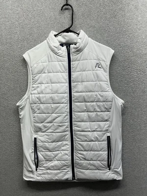 Rhoback Puffer Vest Mens Size Large White Full Zip Golf Preppy Office Career - Image 1 of 4
