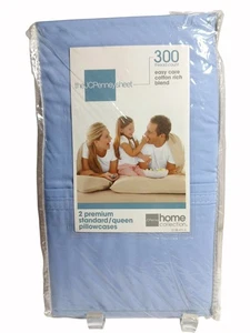 Vintage JC Penney Kissenbezüge Blau Neu aus altem Lagerbestand Neu Standard Queen Home Collection - Bild 1 von 15