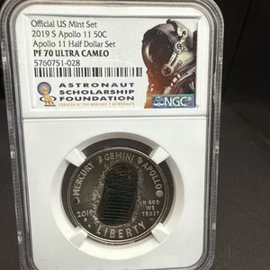 2019-S Proof 50c Apollo 11 50th Ann. Half Dollar NGC PF70UC FDI ASF Label Ret... - Picture 1 of 4