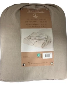 Bed Theory Four Piece Gauze Queen Natural Stone Sheet Set Soft Unique Texture - Picture 1 of 3