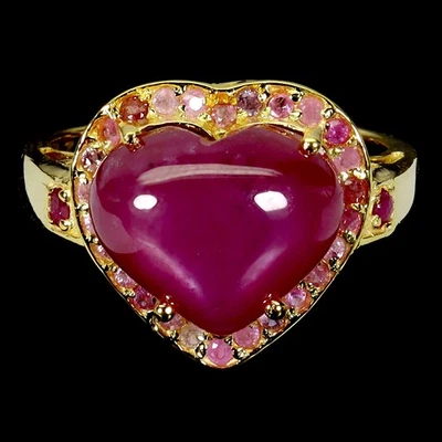 925 Sterling Silver Ring Heart Ruby 13x11mm Natural Gemstone Jewelry Size 8 - Image 1 of 4