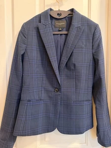 Banana Republic klassische Passform kariert Wollmischung Blazer Damengröße 4 blau kariert - Bild 1 von 7