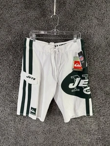 Quicksilver NFL New York Jets Board Shorts Swim Trunks Mens 33 White Green - Picture 1 of 13