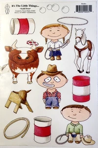 Rodeo Clown Cowboy Cowgirl Whimsical Horse Barrel Clear Stickers *Damage See Pic - Picture 1 of 2