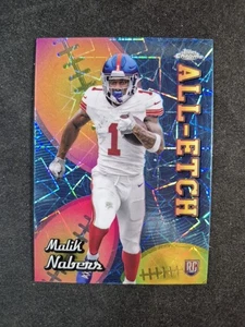 Scheda Rookie Rifrattore 2024 Topps Chrome Football Malik Nabers All-Etch Lazer - Foto 1 di 2