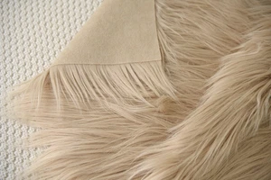 Beige Faux Fur Fabric, Honey Faux Fur, Long Pile Fur panel, 50x75 cm, New, craft - Picture 1 of 4