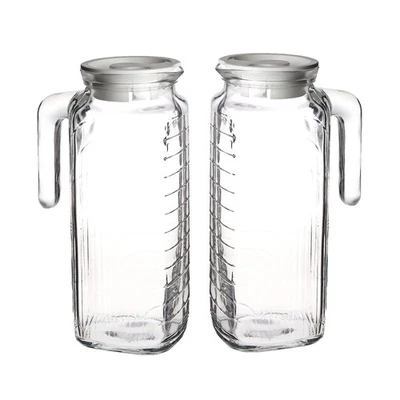 Gelo Set of 2 Glass pitchers, 33.75 Jug with White Lid, Carafe for Homemade J... - Image 1 of 4