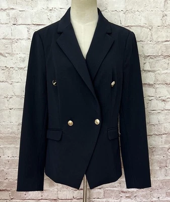 Blazer Karen Kane Para Mujer MEDIANO Ajustado Azul Marino NUEVO Tono Dorado Botones Elásticos Foto 1 de 4