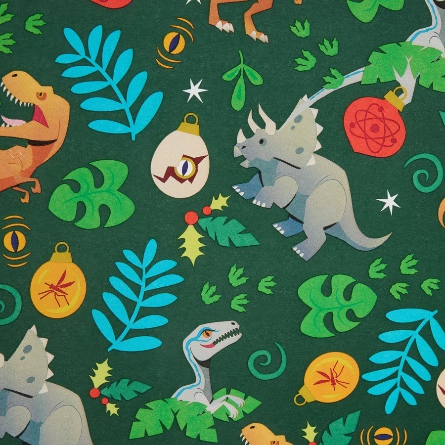 ~ Jurassic Park Christmas Wrapping Paper ~ Dinosaurs ~ T-Rex ~ Velociraptor ~ - Image 1 of 1