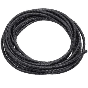 5.5 Yards Genuine Leather Cord 4mm Round Braided Bolo Leather Cord Strip Brai... - Picture 1 of 6
