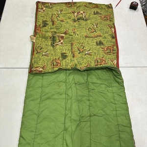 Vintage Schlafsack Jagd Hund Ente Camping Ausrüstung grün Reißverschluss Outdoor Supply Co - Bild 1 von 11