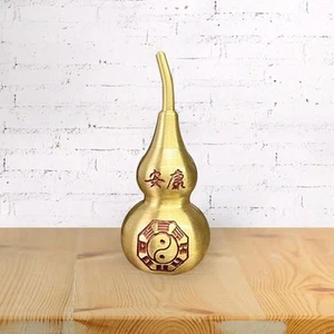 Copper 2.8inch Gourd Figurine Feng Shui Decoration Table Adornment Mini Fortune - Picture 1 of 7