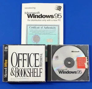 Vintage Microsoft Windows 95 und Office Professional Bücherregal CD CD-ROM Bundle - Bild 1 von 5