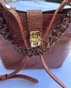 FFC New York Klara braune Umhängetasche aus Cognac und Krokodil - Bild 1 von 8