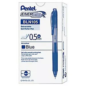 Pentel EnerGel-X Retractable Liquid Gel Pen 0.5mm Needle Tip Blue Ink, Box of... - Picture 1 of 4