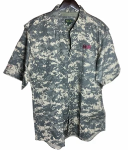 Tiger Hill Men's Hunting Fishing Green Camouflage Shirt Button Up Short Sleeve - Picture 1 of 6