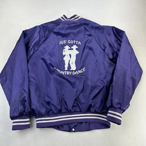VINTAGE Hartwell Satin Jacket Adult Large Purple Bomber Country Dance Coat Mens - Picture 1 of 24