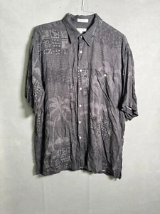 Pierre Cardin Shirt Mens XL Short Sleeve Black Hawaiian - Picture 1 of 4