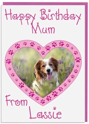 Personalised Photo Mum Birthday Card From Your Pet Pets Dog Cat Rabbit (PINK) - Image 1 of 4